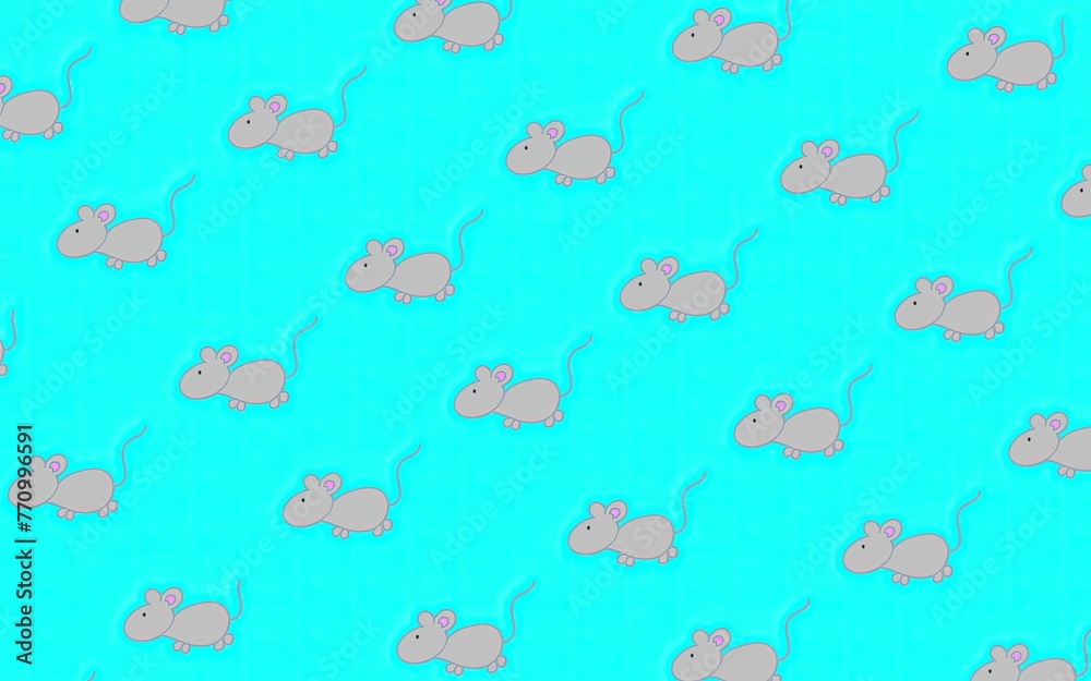 Children's cartoon pattern with mice. Pattern for children. Illustration with mice for printing on fabric, paper, bed linen, pajamas, stationery, wallpaper, notepads, dishes. Mouse art.