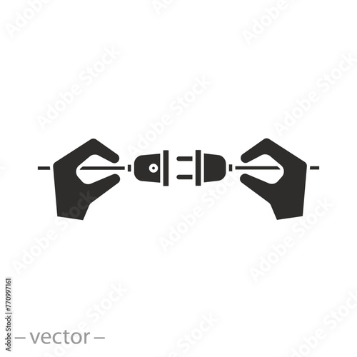 page error concept icon, connects electrical cable, troubleshooting, flat symbol on white background - vector illustration © Yurii