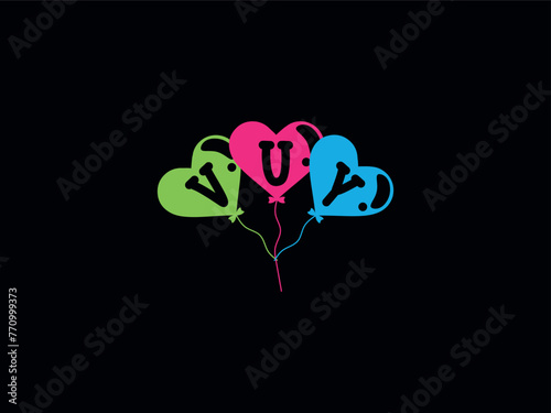 Unique Letter VUY Love Heart Logo