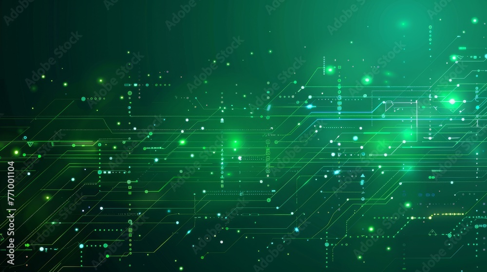 Digital technology banner green blue background concept, cyber technology circuit, abstract tech, innovation future data, internet network, Ai big data, futuristic wifi connection illustration vector