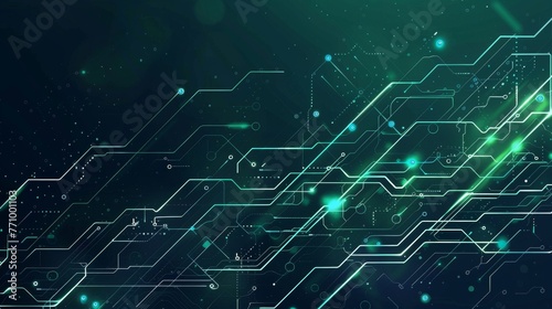 Digital technology banner green blue background concept, cyber technology circuit, abstract tech, innovation future data, internet network, Ai big data, futuristic wifi connection illustration vector