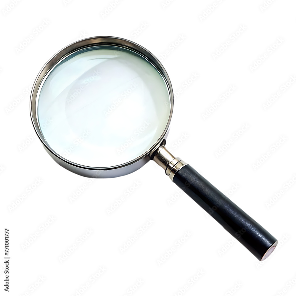 realistic illustration of magnifier with black plastic handle realistic illustration of magnifier with black plastic handle