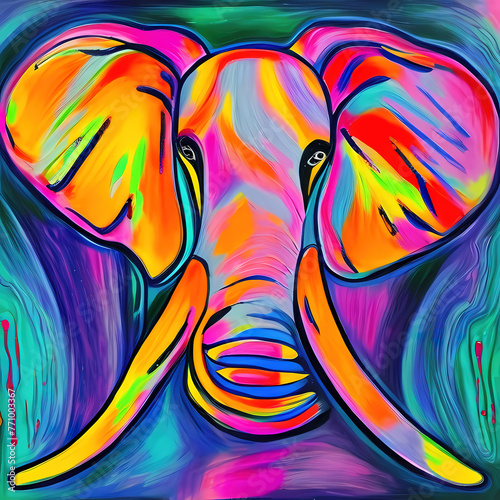 elephant, ART, COLORFUL, oil painting, paint, design, art, illustration, vector, pattern, decoration, color, peacock, bird, colorful, dragon, animal, ornament, floral, frame, element, drawing, flower,
