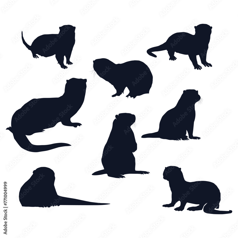 Set Of a Otter Vector silhouettes
