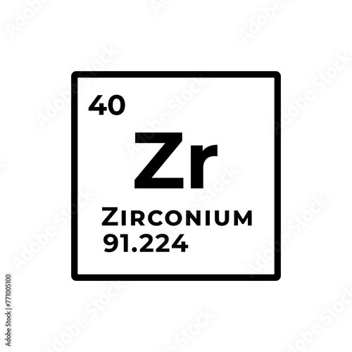 Zirconium, chemical element of the periodic table graphic design