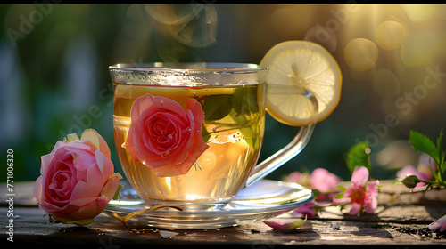 Rose Lemon Tea flower tea cup rose © PatternHousePk