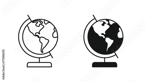Globe Map Icon Design with Traditional and Modern Cartography