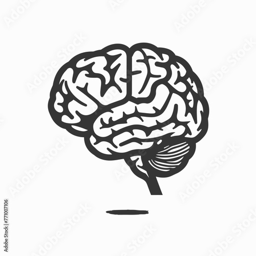 Brain vector icon on white background, logotype, logo, sticker