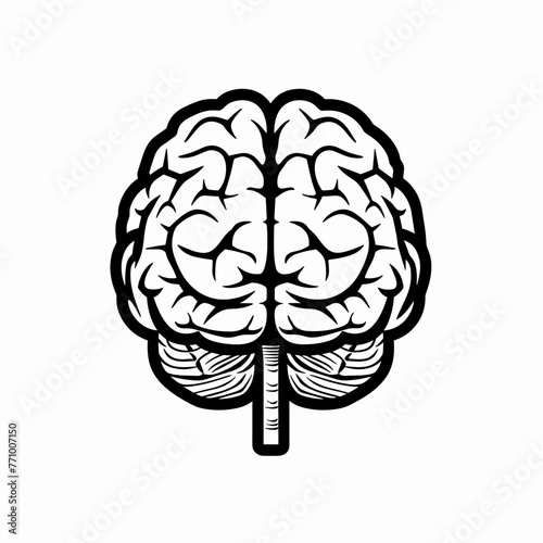 Brain vector icon on white background, logotype, logo, sticker