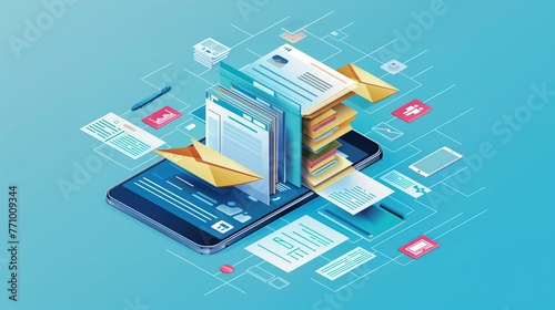 Digital Transformation Made Easy: Revolutionize Document Management with Intuitive Mobile Apps, 2D Illustration Graphic Style