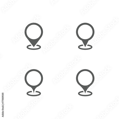 Minimalistic GPS marker in circle vector icon set. Location sign on map design icons. Map marker, location pin set.