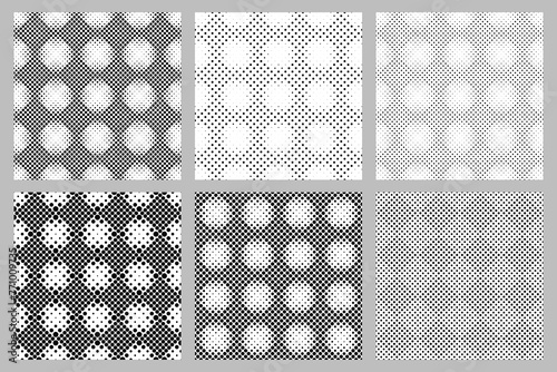 Geometrical seamless circle pattern background design set -  abstract vector illustrations