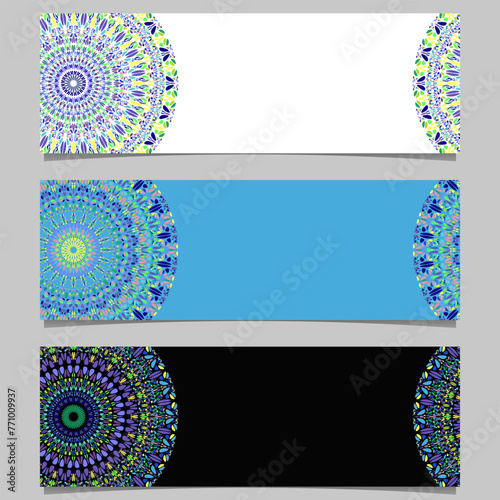 Horizontal stone mandala banner template set - abstract vector graphic designs
