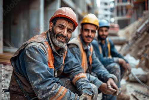 Smiling Construction Workers: A Small Site Team Portrait Generative AI