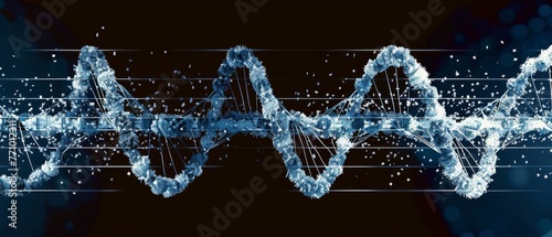 Abstract digital background with dark and blue colors. Big data digital code for DNA biology, data transmission and communication. Futuristic idea of information technology. photo