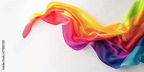 LGTBIQ Colorful Rainbow Waving Flag On Gray Background With Copy Space