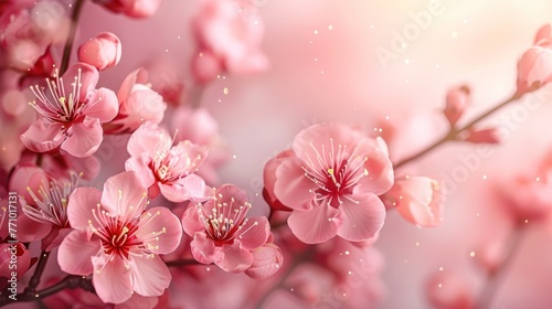 Blooming Pink: A Delightful Spring Flowers Background © hisilly
