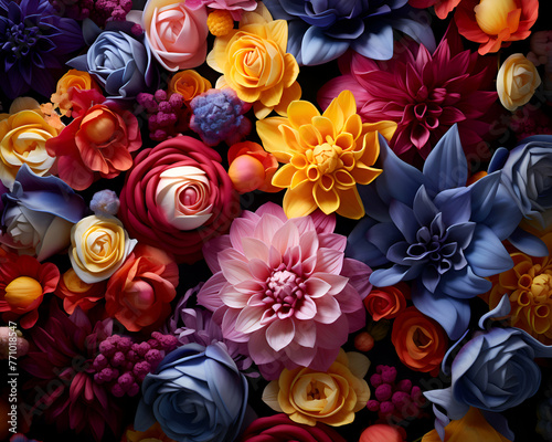 Colorful abstract background with dahlia flowers. © Wazir Design