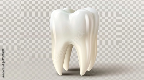 A realistic tooth illustration is presented  isolated on a transparent background.