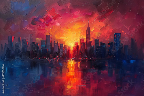 most beautiful abstract painting, city, how beautiful it is