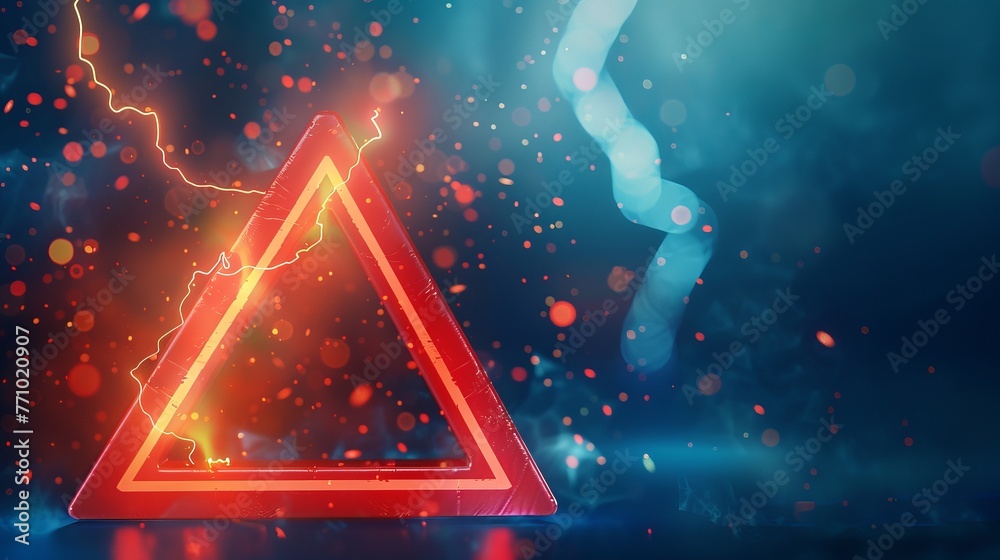 A red danger warning triangle banner is illustrated with a blur effect ...