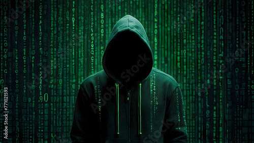 8K Neon Binary Rain Creates a Digital Silhouette (Ultra HD Wallpaper)