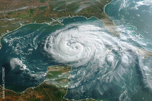 Satellite Image of a Hurricane in the Ocean photo