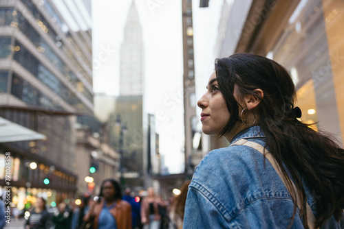 woman strolling through New York photo