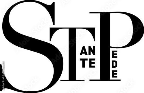 The Latin phrase 'Stante Pede' (without further delay) in a clean, strong black original typographic design on a transparant background, png