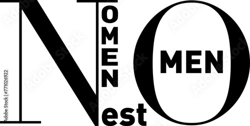 The Latin phrase 'Nomen est Omen' (your name is your destiny) in a clean, strong black original typographic design on a transparant background, png