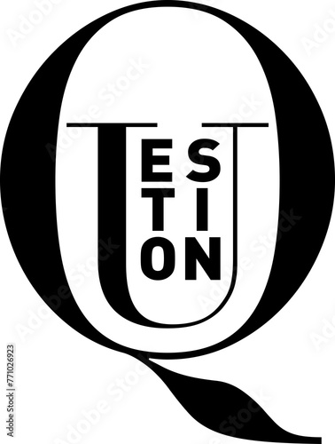 The word 'Question' in a clean, strong black original typographic design on a transparant background, png