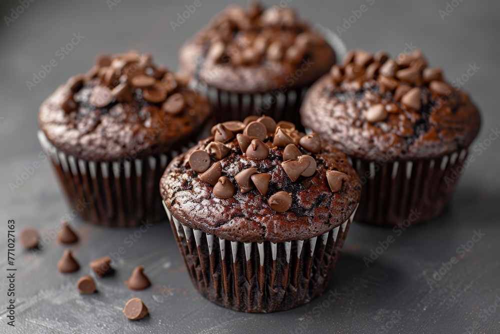 Delectable Chocolate Muffin Close-Up Generative AI Delectable Chocolate Muffin Close-Up Generative AI