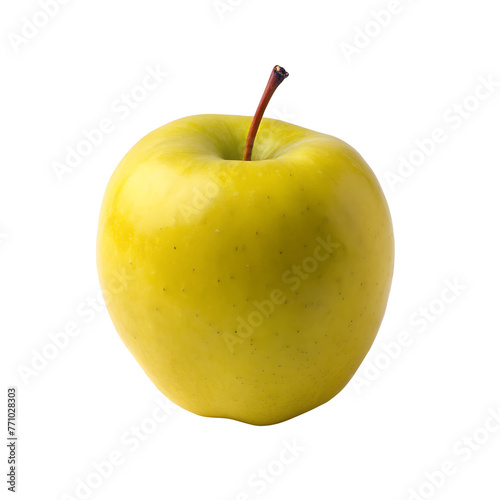 Yellow apple close-up, isolated on a transparent background.