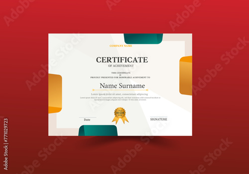 Modern yellow and green  certificate template and border, for award