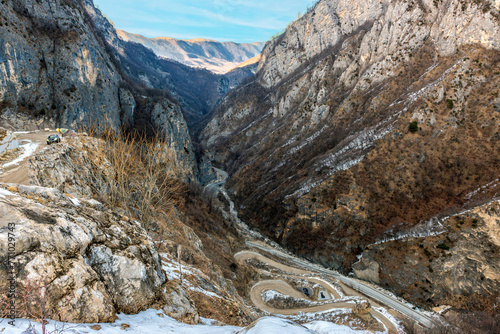 Dargav gorge with a steep car descent road in Alanya