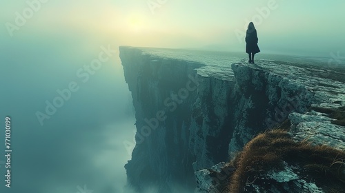 Standing at the precipice of the world, with nothing but endless expanse before them, a trave