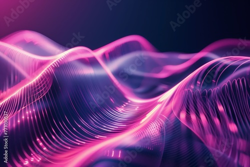 Abstract futuristic technology background forming waves with neon colors. photo