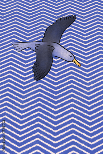 An Albatross over stylized ocean photo