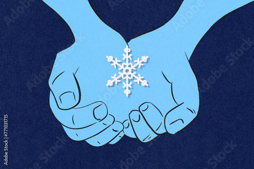 Snowflake in your hands photo