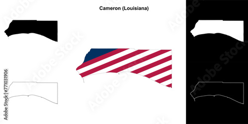 Cameron parish (Louisiana) outline map set photo