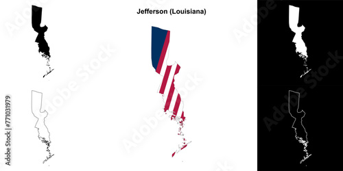 Jefferson parish (Louisiana) outline map set