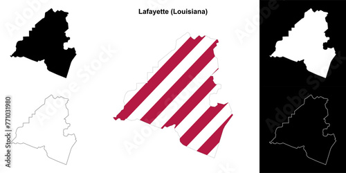 Lafayette parish (Louisiana) outline map set