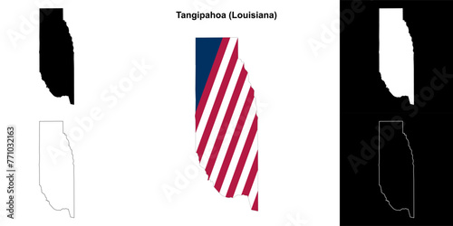 Tangipahoa parish (Louisiana) outline map set