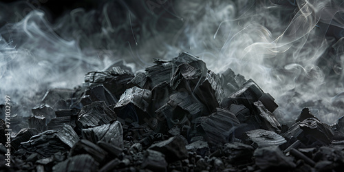 Earth volcanic rock energy derived from industrial coals as natural black background.AI Generative photo