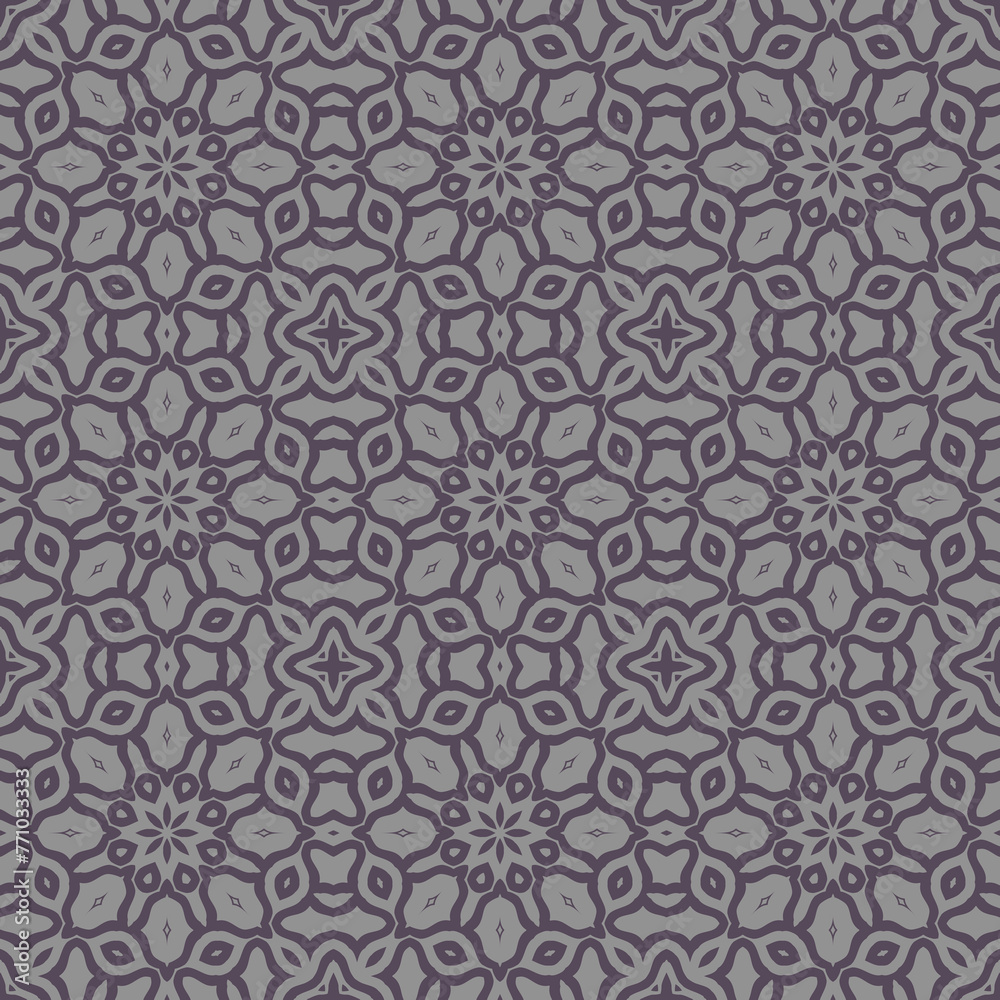 Elegant very beautiful purple and gray seamless pattern. Ornamental style tribal ethnic background