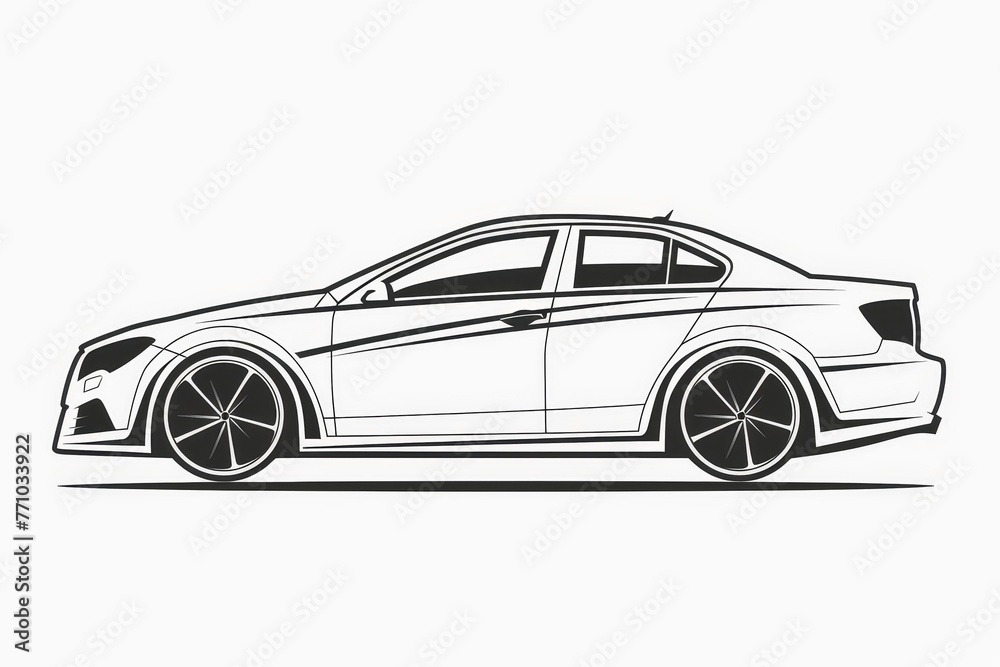 Outlined Silhouette of a car. Outlined Silhouette of a car.