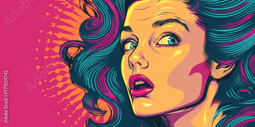 Shocked and surprised woman as pop art style 