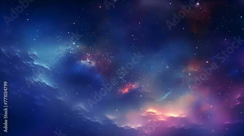 Night sky with stars and nebula. 3d rendering. Computer digital drawing.