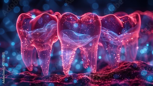 Depicting a healthy tooth with a glowing effect, this illustration symbolizes teeth whitening concepts. photo