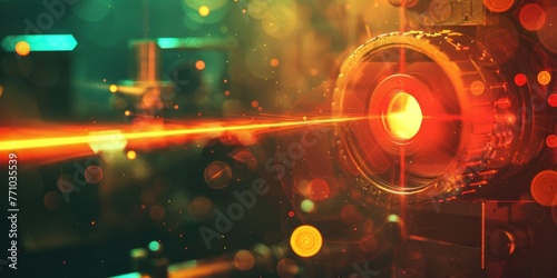 Macro detail to laser beam light, science concept